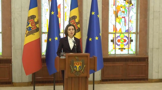 VIDEO. UPDATE. Preşedintele R. Moldova, Maia Sandu: Am promulgat legea care interzice folosirea simbolurilor agresiunii Ruse în Ucraina